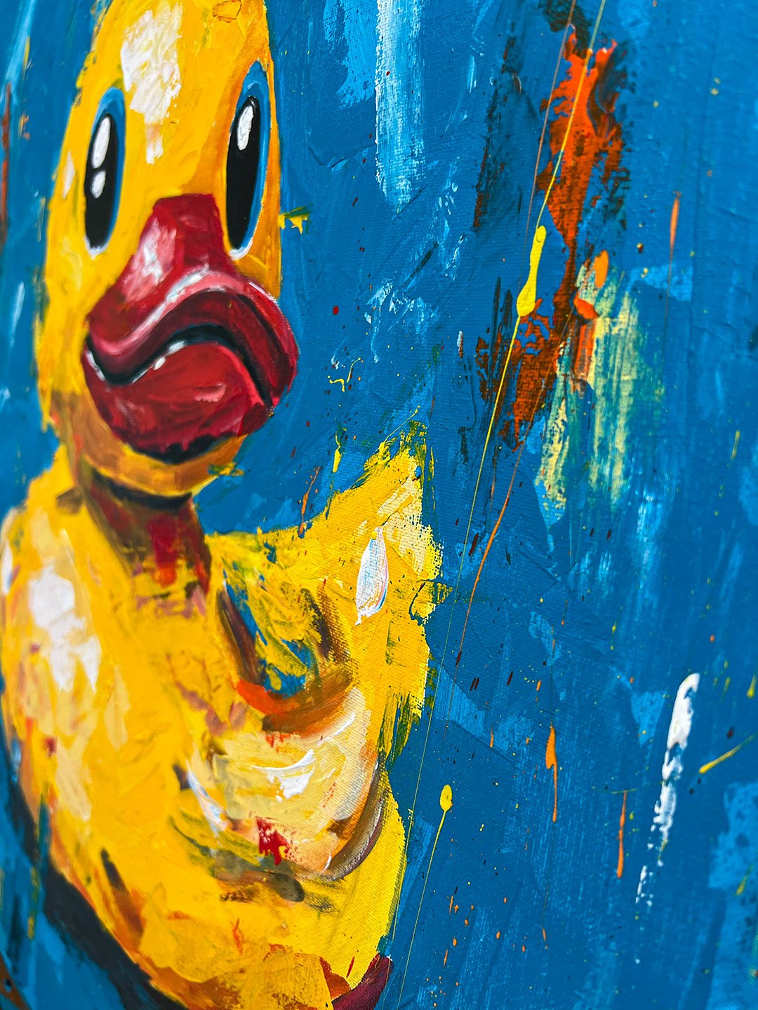 Splash of Joy Vibrant Pop Art Rubber Duck acrylic Painting by Artist in DC Ahmad Al Kadi